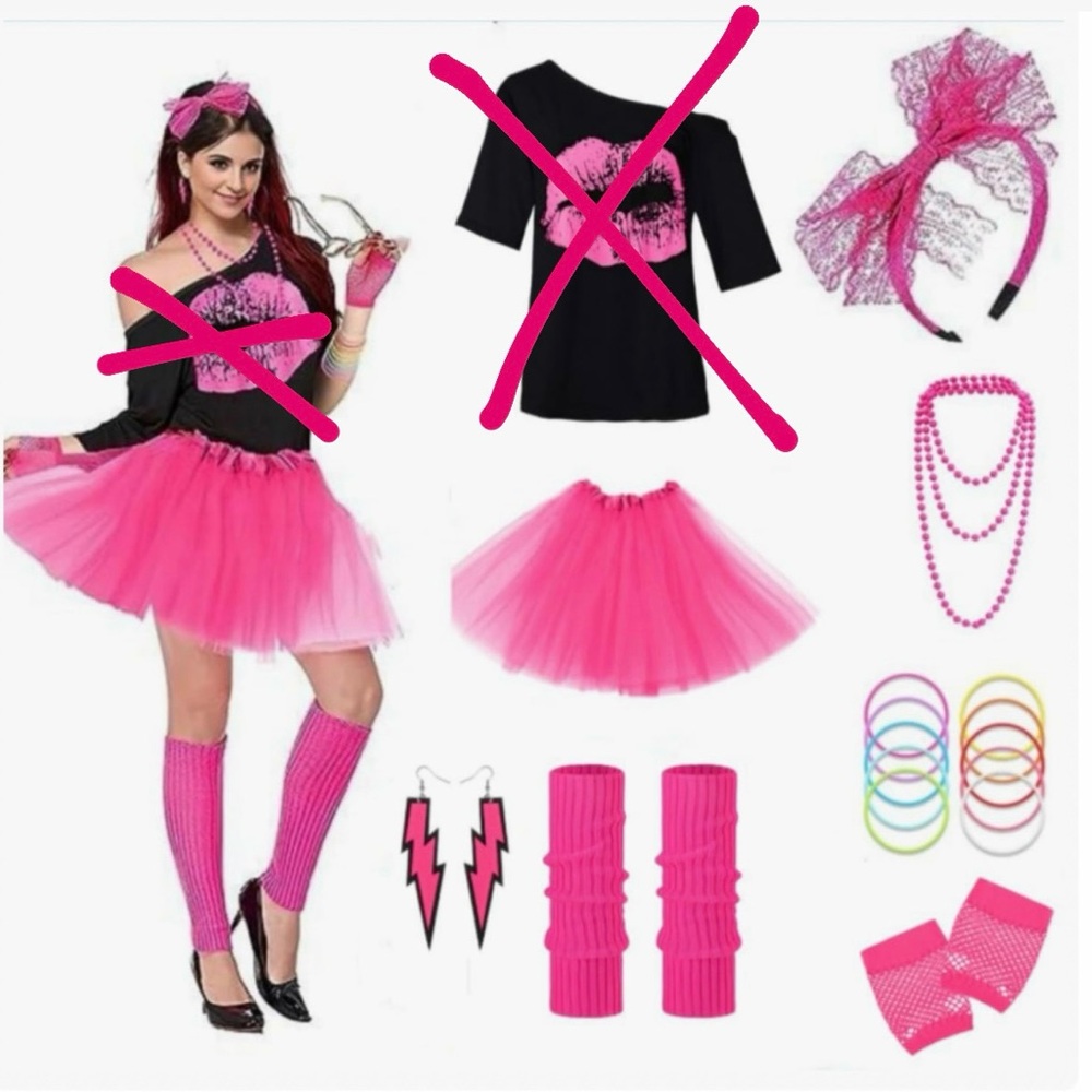 80’s Theme Women’s Pink Costume Set (Without the Shirt) - Size Medium